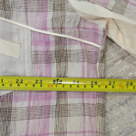 NWOT Nicholas Daley Linen Mento Patchwork Button Shirt Pink Beige Streetwear XL - Picture 7 of 8